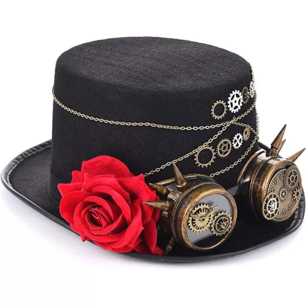 Charmian Unisex Steampunk Top Hat Goggles Gears Chain Deluxe Costume AccessoryStyle12