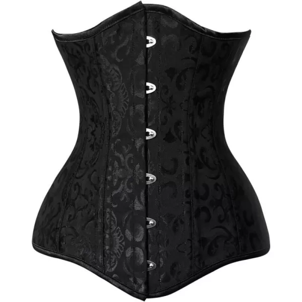 Charmian Womens 26 Steel Boned Cotton Long Torso Hourglass Body Shaper Corset26heavysteelblack