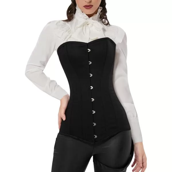 Charmian Womens 26 Steel Boned Cotton Long Torso Hourglass Body Shaper CorsetBlack