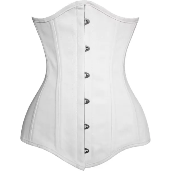 Charmian Womens 26 Steel Boned Cotton Long Torso Hourglass Body Shaper CorsetUnderbustwhite