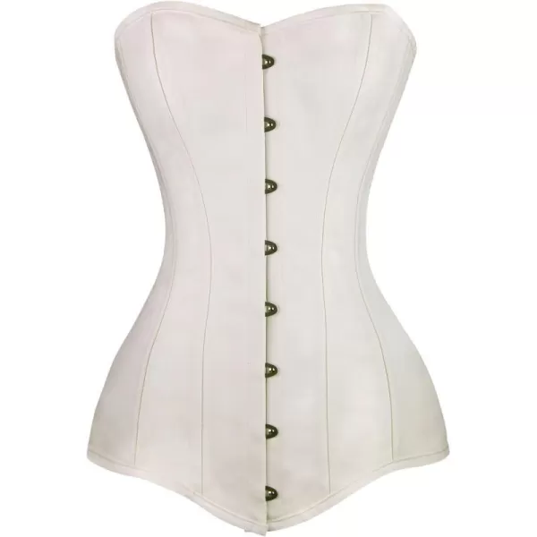 Charmian Womens 26 Steel Boned Cotton Long Torso Hourglass Body Shaper CorsetWhite