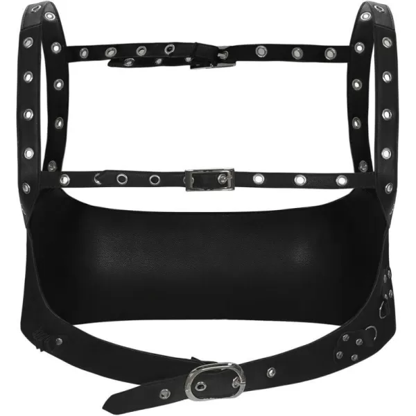 Charmian Womens Accessories Gothic Leather Body Harness Hollow Out Tank Cage BraBlack