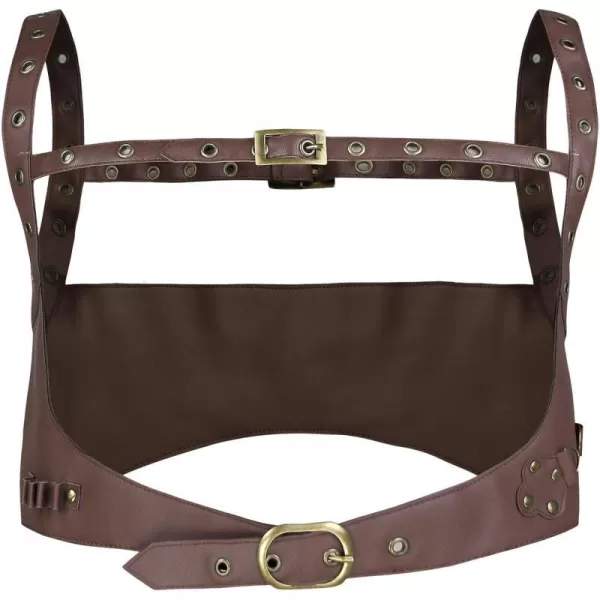 Charmian Womens Accessories Gothic Leather Body Harness Hollow Out Tank Cage BraBrown