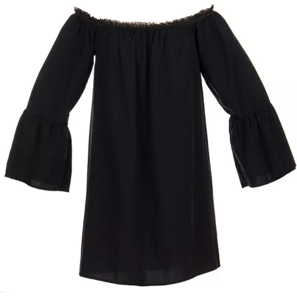 Charmian Womens Casual Ruffled Off Shoulder Long Sleeve Blouse TopBlack