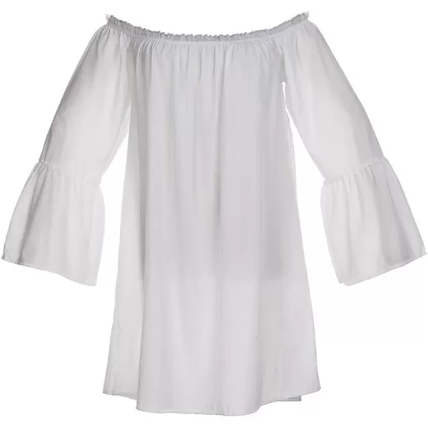 Charmian Womens Casual Ruffled Off Shoulder Long Sleeve Blouse TopWhite