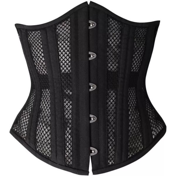 Charmian Womens Double Heavy Spiral Steel Boned Underbust Waist Cincher Corset22steelmeshblack