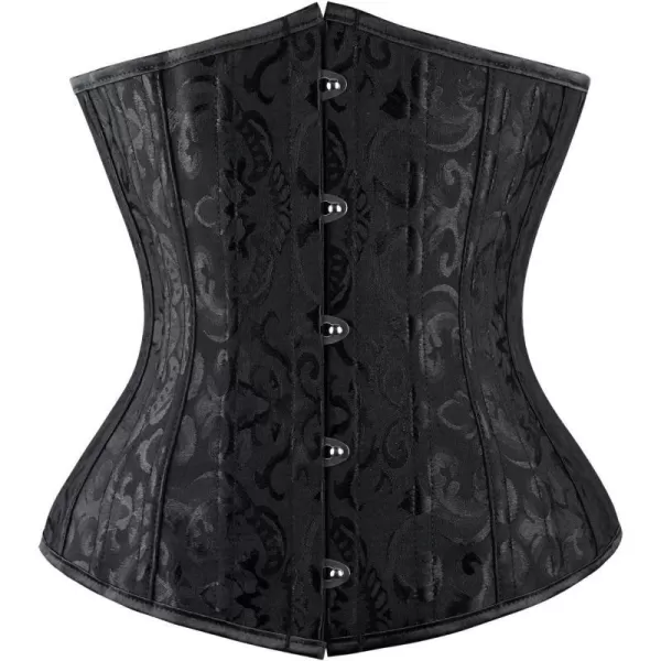 Charmian Womens Double Heavy Spiral Steel Boned Underbust Waist Cincher CorsetBlack