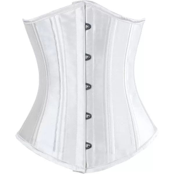 Charmian Womens Double Heavy Spiral Steel Boned Underbust Waist Cincher CorsetOffwhite