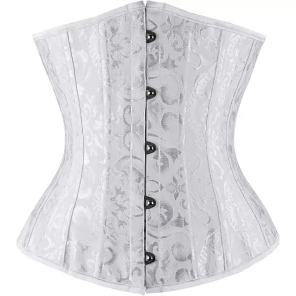 Charmian Womens Double Heavy Spiral Steel Boned Underbust Waist Cincher CorsetWhite