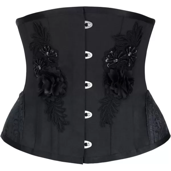 Charmian Womens Embroidery Steel Boned Underbust Waist Training CorsetBlack