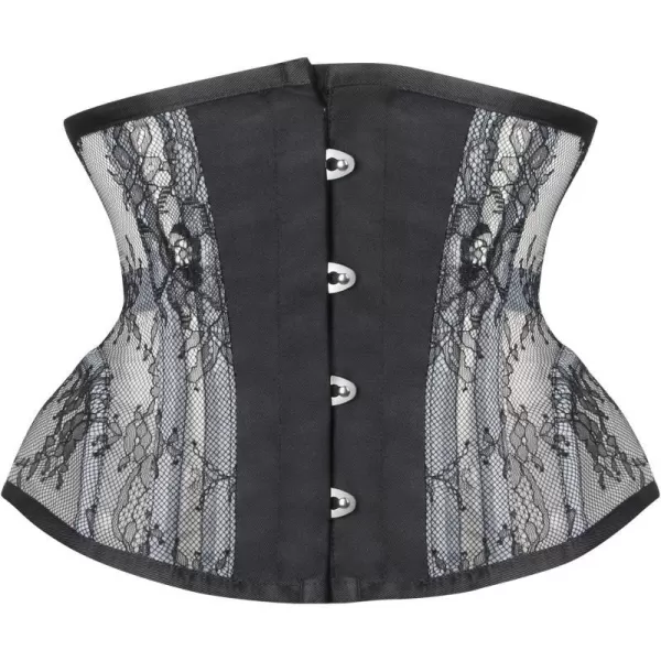 Charmian Womens Floral Lace Mesh Underbust Corset Steel Boned Waist Cincher4 Busk Closureblack