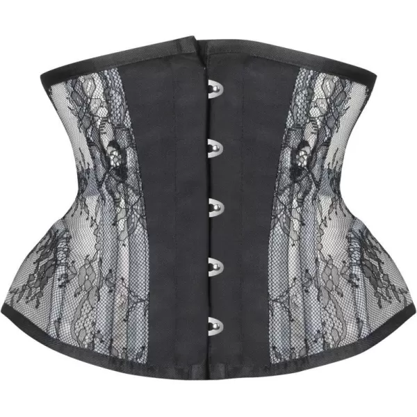 Charmian Womens Floral Lace Mesh Underbust Corset Steel Boned Waist Cincher5 Busk Closureblack