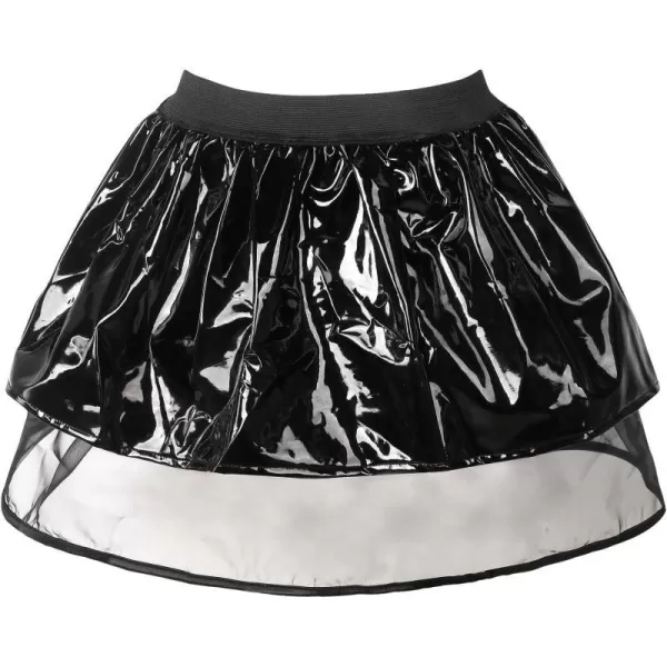 Charmian Womens Gothic Punk Flared Leather High Waist Aline Pleated Mini SkirtBlack