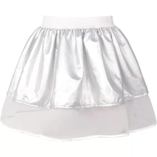 Charmian Womens Gothic Punk Flared Leather High Waist Aline Pleated Mini SkirtSilver