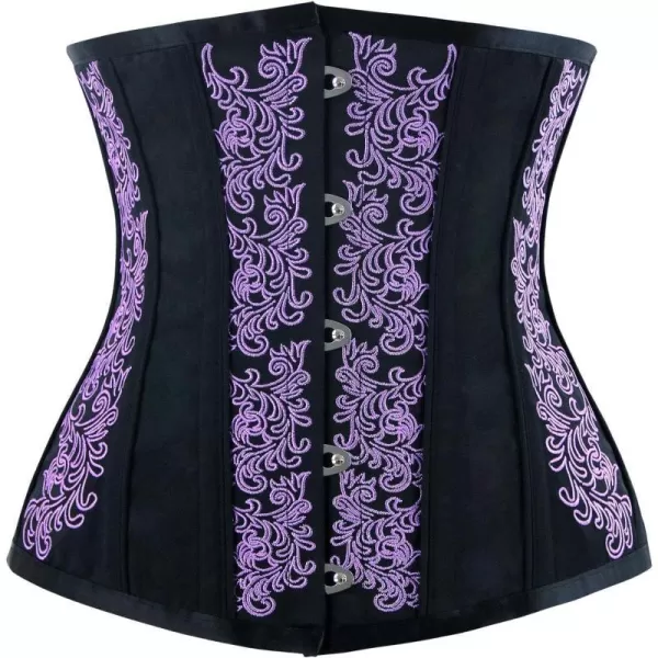 Charmian Womens Gothic Vintage Steel Boned Waist Training Underbust Corset TopPurpleBlack