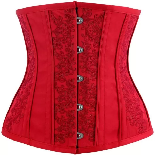 Charmian Womens Gothic Vintage Steel Boned Waist Training Underbust Corset TopRed