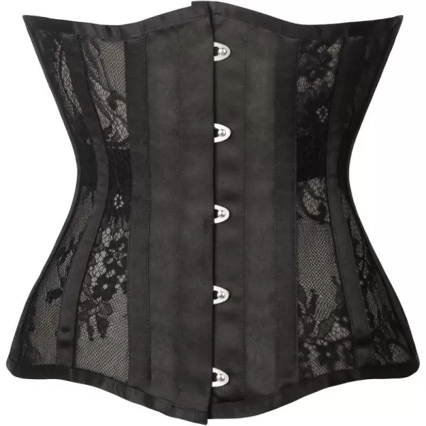 Charmian Womens Heavy Duty Mesh Lace Longline Waist Training Underbust CorsetBlack