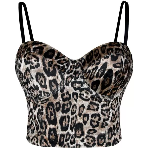 Charmian Womens Leopard Pattern Push Up Bustier Crop Top Clubwear Party Corset Bra TopCharmian Womens Leopard Pattern Push Up Bustier Crop Top Clubwear Party Corset Bra Top