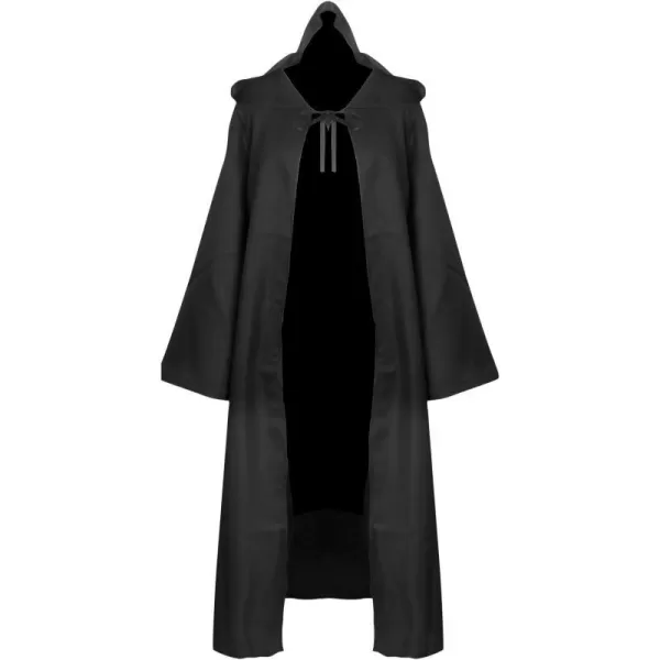 Charmian Womens Medieval Steampunk Gothic Robe Cosplay Hooded Cloak CapeBlack