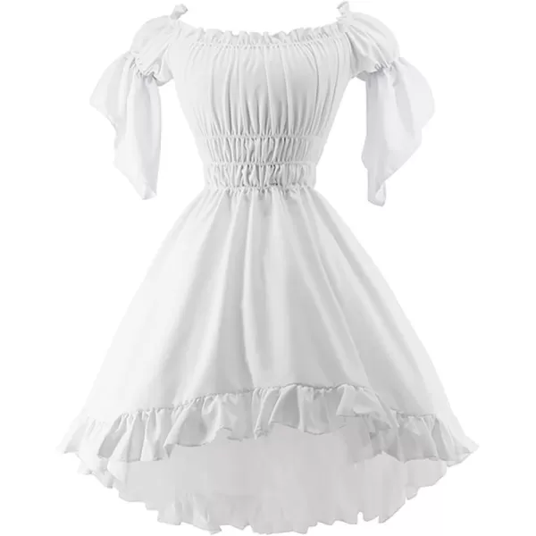 Charmian Womens Renaissance Off Shoulder Puff Sleeve Swing A Line Party DressWhite