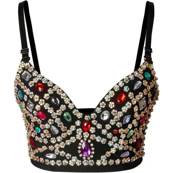 Charmian Womens Retro Rhinestone Studded Crop Top Push Up Bustier Corset BraCharmian Womens Retro Rhinestone Studded Crop Top Push Up Bustier Corset Bra