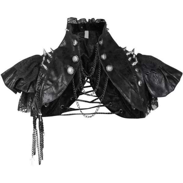 Charmian Womens Steampunk Costume Accessories Gothic Shawl Bolero Shrug JacketBlack