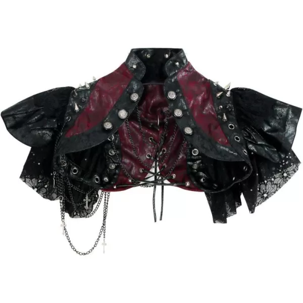 Charmian Womens Steampunk Costume Accessories Gothic Shawl Bolero Shrug JacketBlackRed