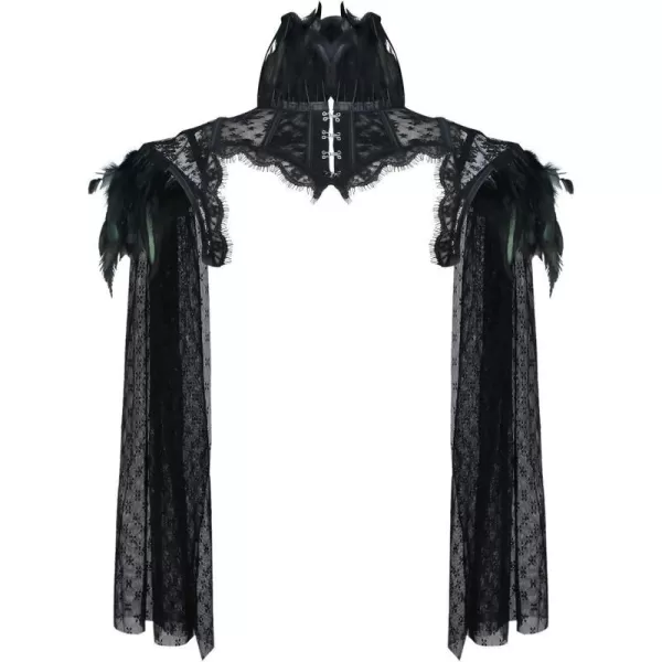 Charmian Womens Steampunk Gothic Accessories Lace Feather Bolero Jacket ShrugBlacklong Sleeves