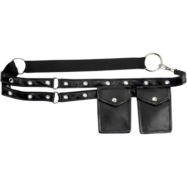 Charmian Womens Steampunk Gothic Faux Leather Pocket Waist Bag Belt Corset Costume Accessories Black onesizeOne Size Black1