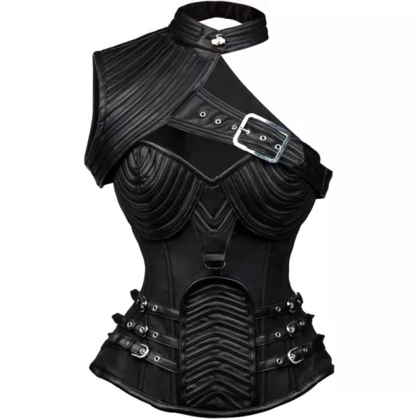 Charmian Womens Steampunk Gothic Heavy Strong Steel Boned Corset with ZipperBlack