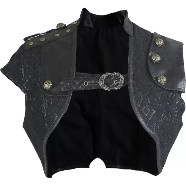 Charmian Womens Steampunk Gothic Leather Costume Shoulder Jacket Shrug ArmorBlackjacket Shrug