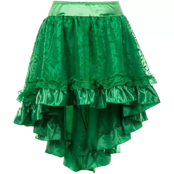 Charmian Womens Steampunk Retro Gothic Vintage Satin High Low Skirt with ZipperGreen