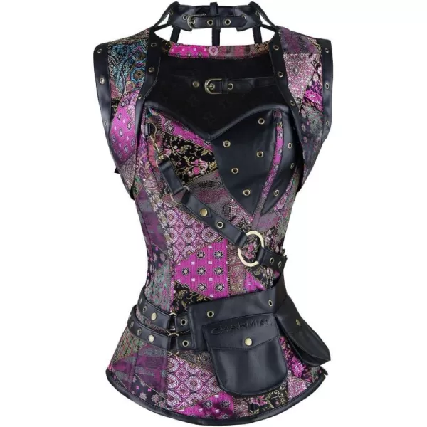 Charmian Womens Steampunk Spiral Steel Boned Vintage Retro Corset Tops BustierMulticolored