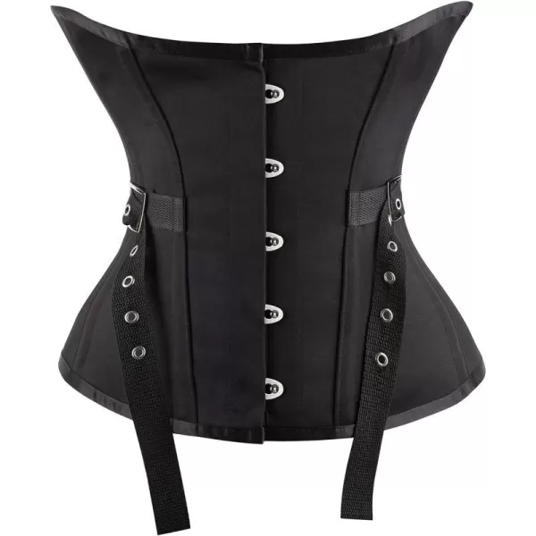 Charmian Womens Steampunk Steel Boned Waist Cincher Underbust Corset with BeltBlack