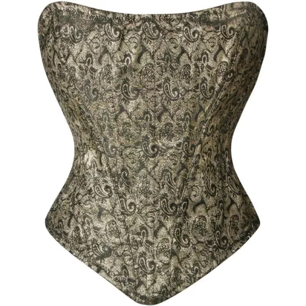 Charmian Womens Vintage Renaissance Floral Steel Boned Overbust Corset Crop TopMulticolored