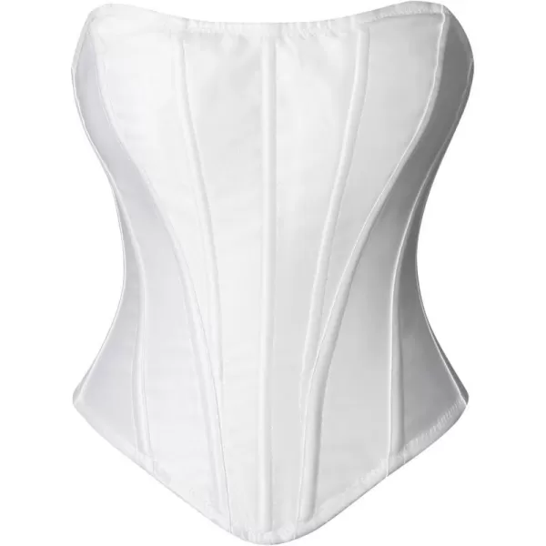 Charmian Womens Y2K Fashion Retro Strapless Open Back Bustier Corset Crop TopWhite