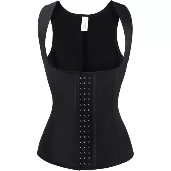 Charmian Womens Latex Underbust Waist Training Steel Boned Shapewear CorsetVestblack