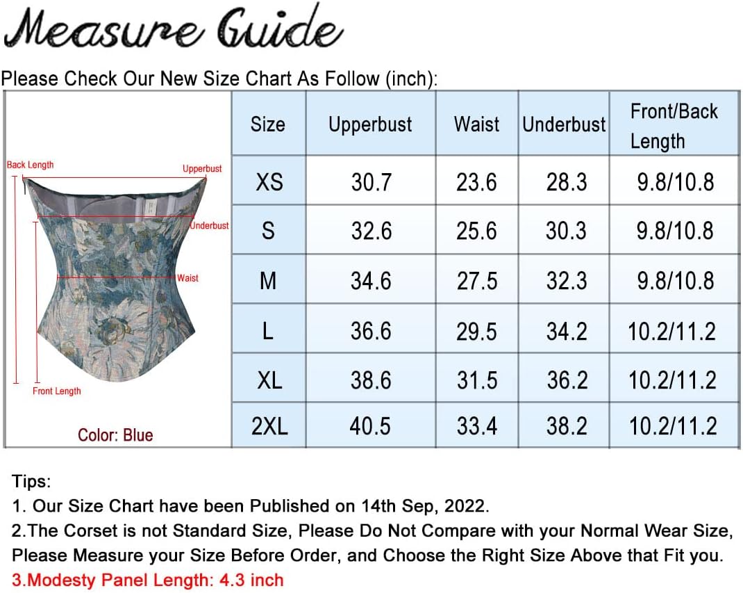 Charmian Womens Renaissance Vintage Floral Underbust Waist Training Corset Top
