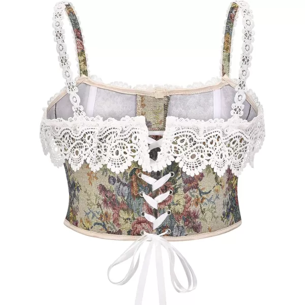 Charmian Womens Renaissance Retro Boned Floral Lace Trim Vest Corset Bustier