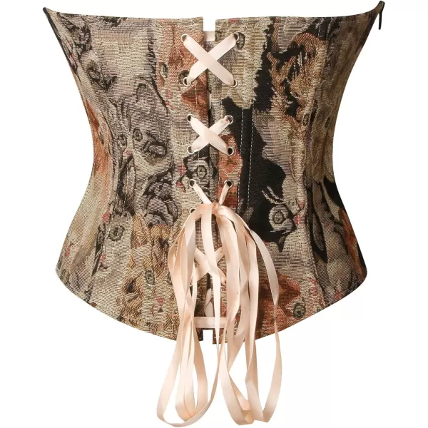 Charmian Womens Renaissance Vintage Cat Printed Underbust Waist Training Corset