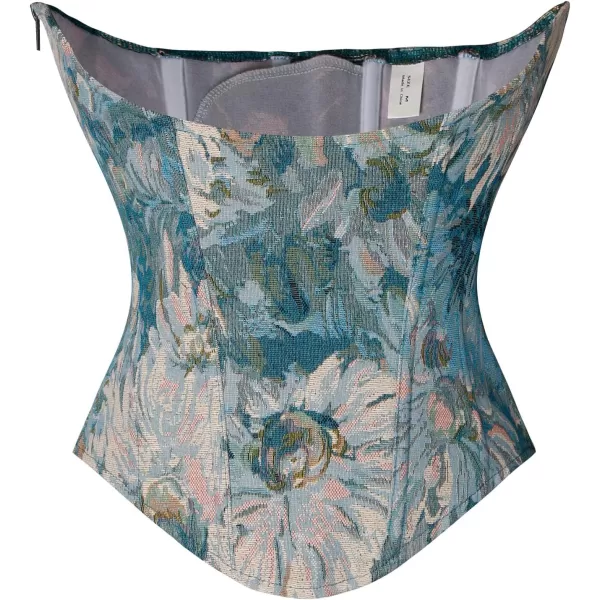 Charmian Womens Renaissance Vintage Floral Underbust Waist Training Corset Top