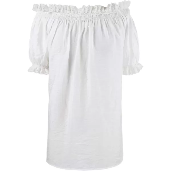 imageCharmian Womens Cotton Off Shoulder Short Sleeves Peasant Tops Blouse ShirtWhite