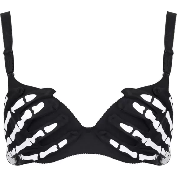 imageCharmian Womens Steampunk Halloween Skull Skeleton Clubwear Party Bra Crop TopBlack