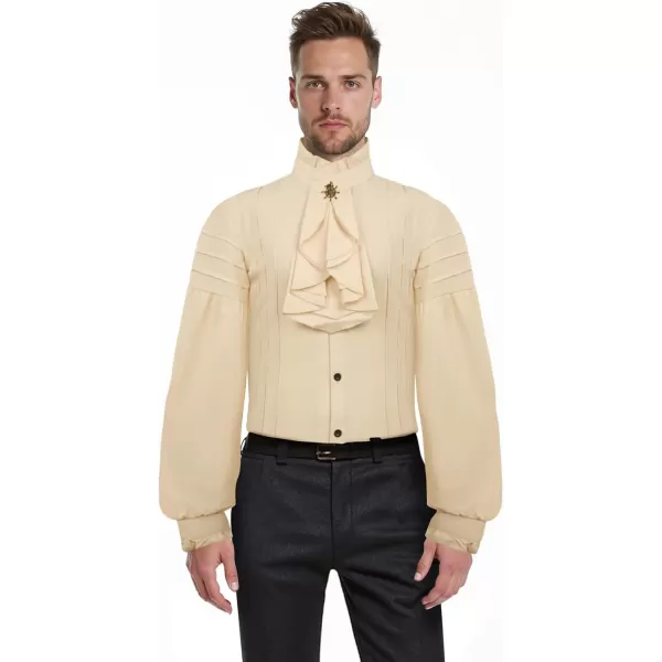 imageCharmian Mens Gothic Victorian Long Sleeve Ruffled Pirate Shirt with ButtonsIvory