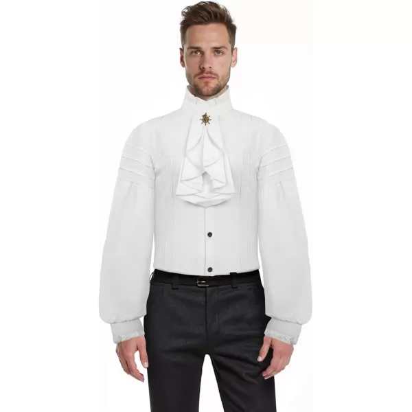 imageCharmian Mens Gothic Victorian Long Sleeve Ruffled Pirate Shirt with ButtonsWhite