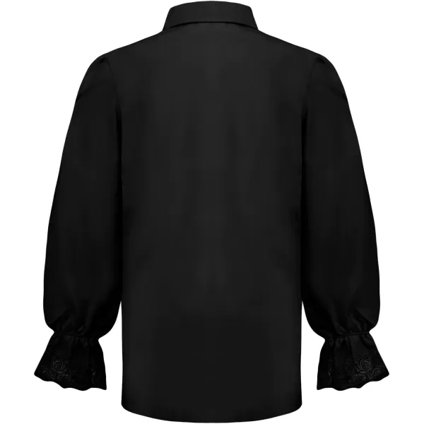 imageCharmian Mens Vintage Ruffled Long Sleeve Pirate Shirt Vampire Costume TopBlack