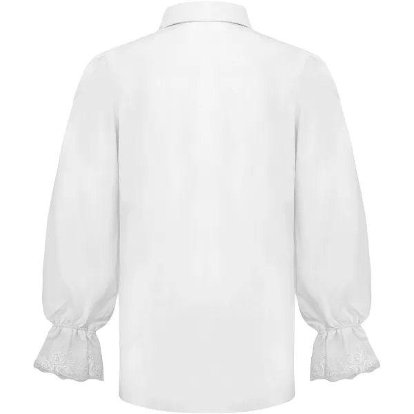 imageCharmian Mens Vintage Ruffled Long Sleeve Pirate Shirt Vampire Costume TopWhite