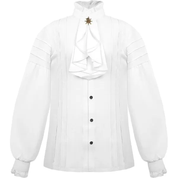 imageCharmian Mens Gothic Victorian Long Sleeve Ruffled Pirate Shirt with ButtonsWhite