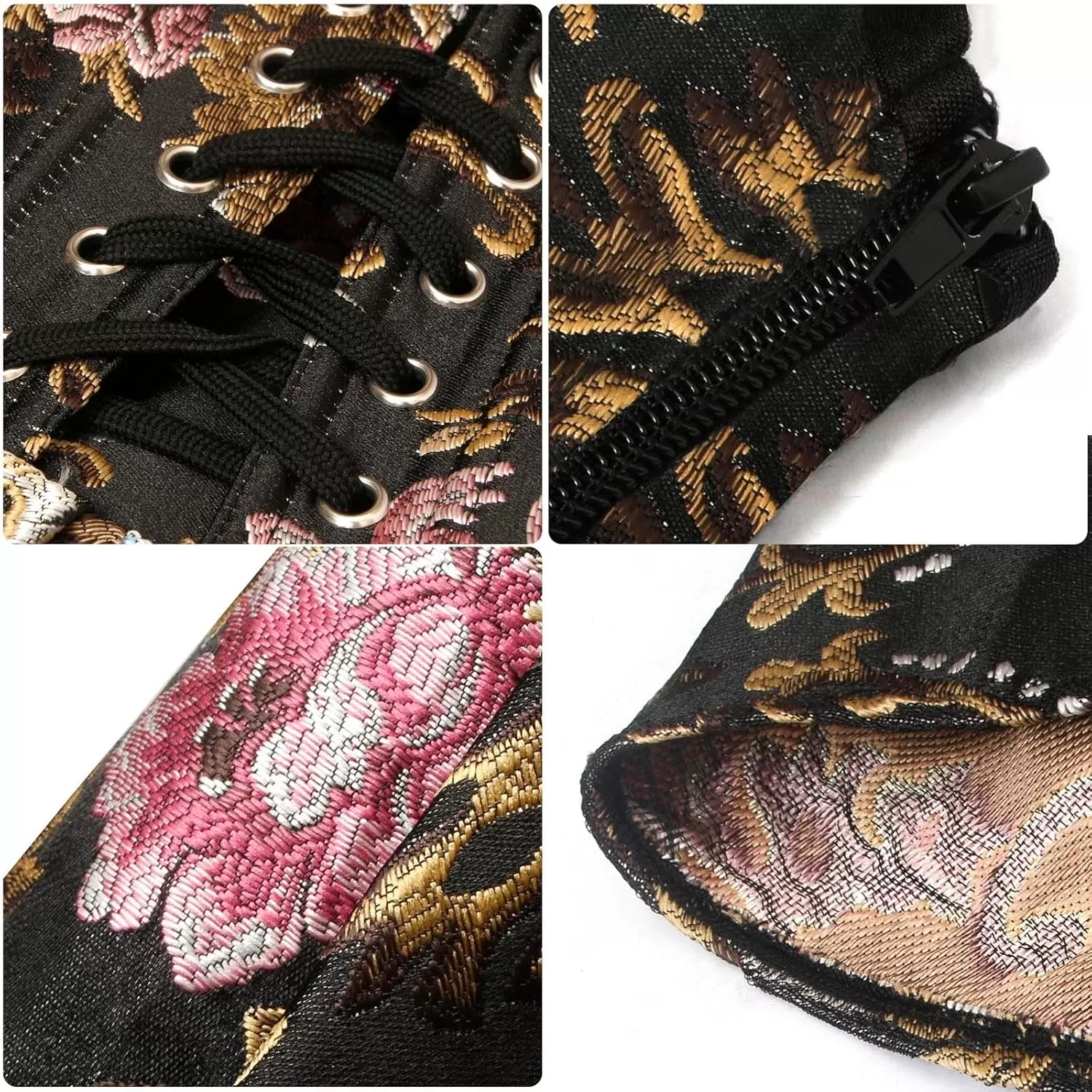 imageCharmian Womens 1950s Vintage Retro Sleeveless Swing Floral Halter Corset DressBlackPeony