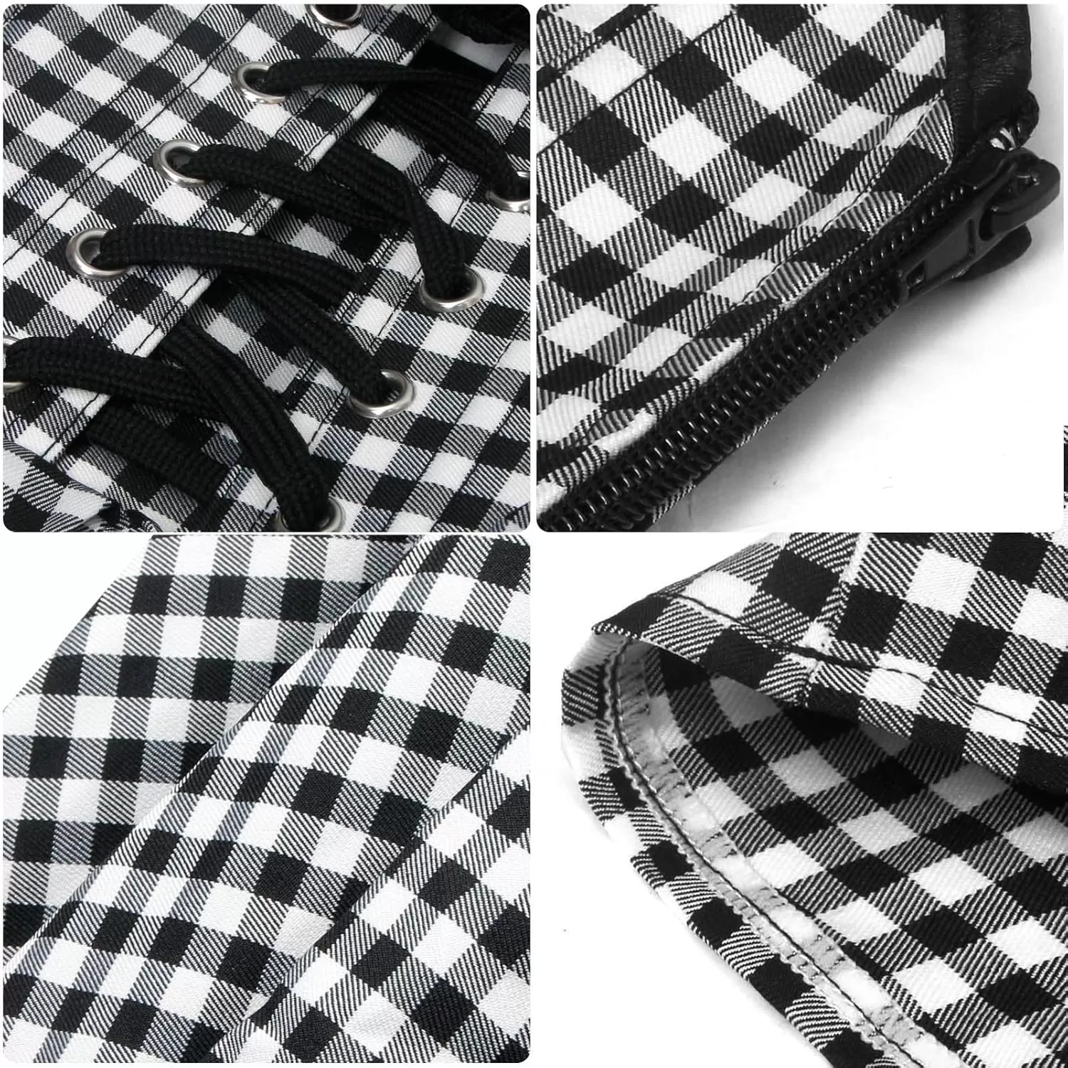 imageCharmian Womens 1950s Vintage Retro Sleeveless Swing Floral Halter Corset DressBlackPlaid